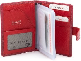 Женская красная обложка для документов с тиснением под рептилию KARYA (19501)