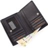 Гарний чорний гаманець з натуральної шкіри з хлястиком Tony Bellucci (12458) - 5