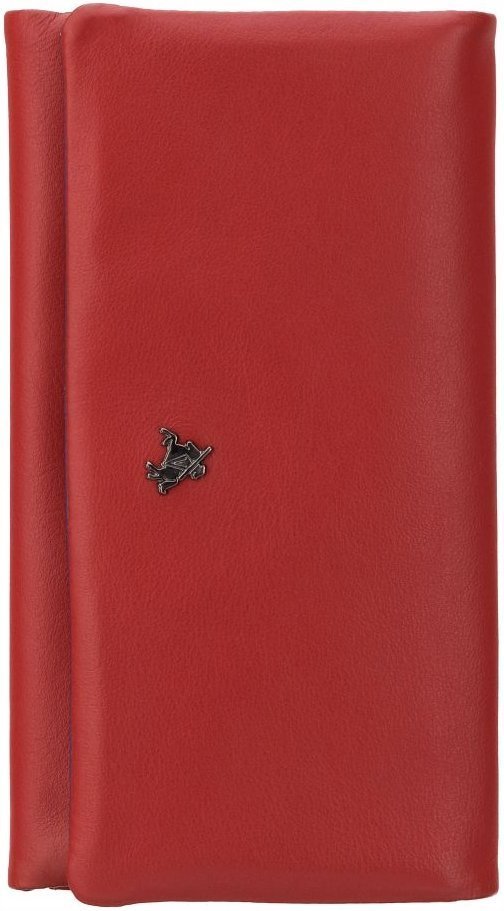 Вместительный красный женский кошелек из натуральной высококачественной кожи на кнопке Visconti 69239