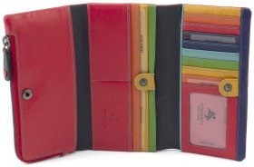 Місткий червоний жіночий гаманець із натуральної високоякісної шкіри на кнопці Visconti 69239