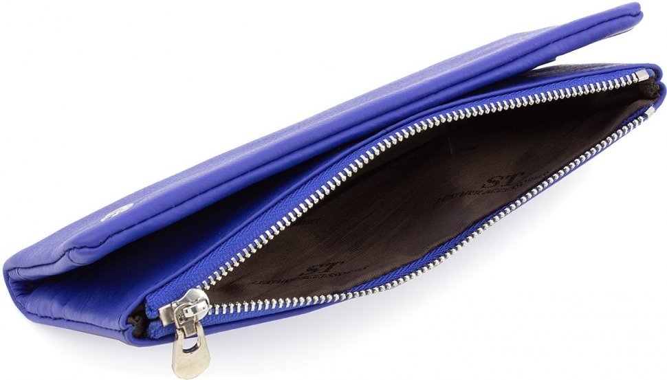 Яскравий синій купюрник з натуральної шкіри вертикального типу ST Leather (15360)
