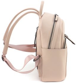 Пудровый женский рюкзак из качественной натуральной кожи на молнии KARYA 69739