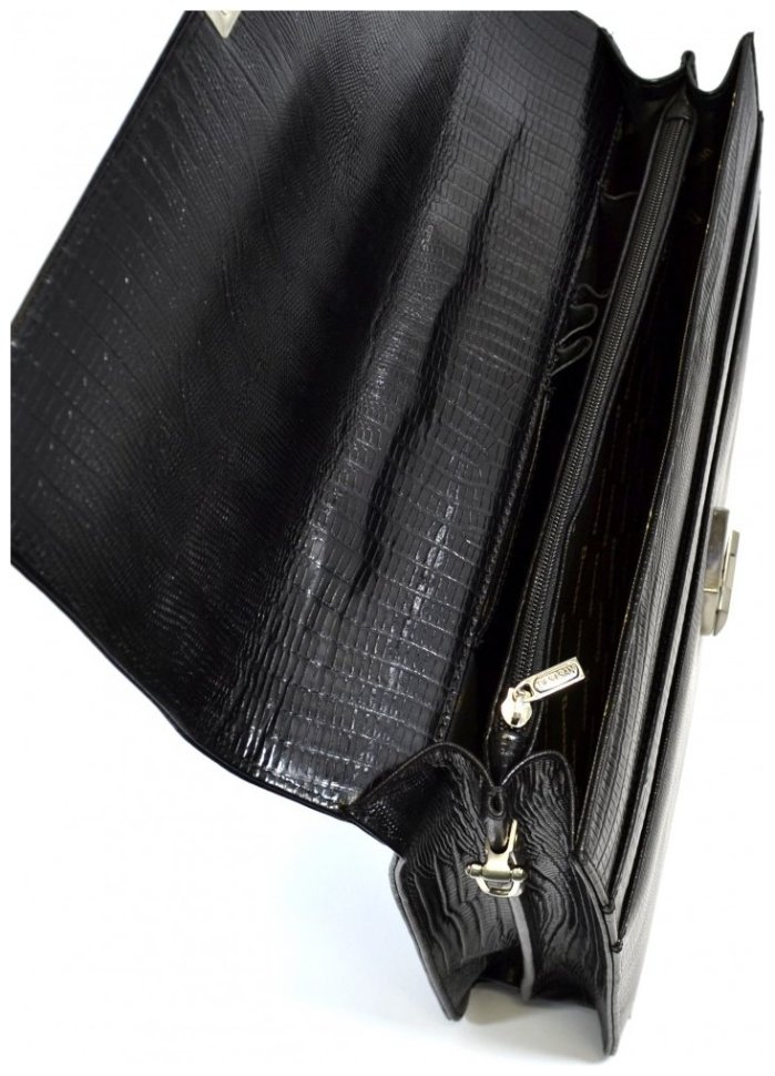 Деловой кожаный мужской портфель черного цвета Desisan 79839 modnotak фото №4