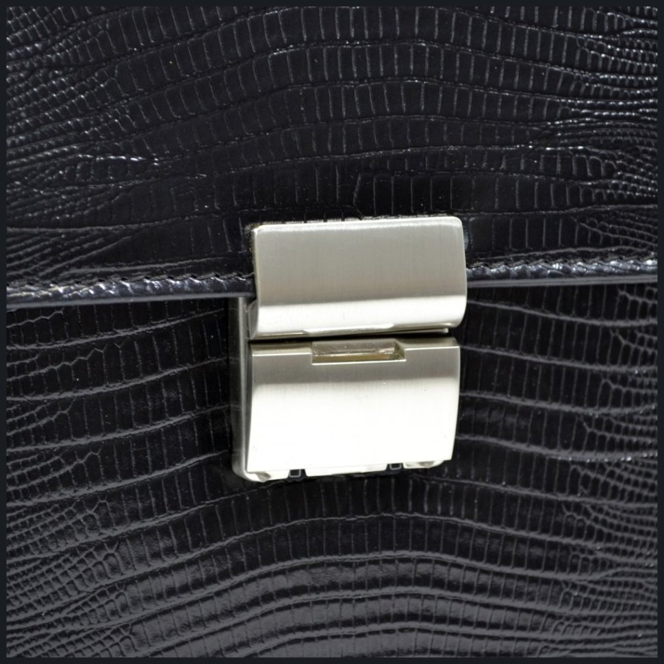 Деловой кожаный мужской портфель черного цвета Desisan 79839 modnotak фото №5