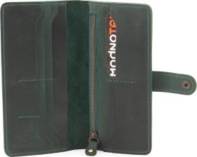 Зелений жіночий купюрник із шкіри Crazy Horse з малюнком Ловець снів - BlankNote (50240)