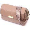 Бежевая женская сумка-кроссбоди из натуральной кожи с текстильной плечевой лямкой Vintage 2422403 - 1