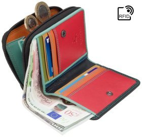 Маленький женский кошелек из натуральной кожи для купюр, карточек и монет Visconti 70740