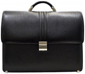 Якісний чоловічий портфель із фактурної шкіри чорного кольору Desisan 80740