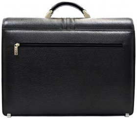 Якісний чоловічий портфель із фактурної шкіри чорного кольору Desisan 80740