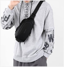 Мужская сумка-бананка из качественного текстиля Confident 90740 Черная