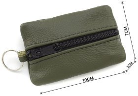Кожаная маленькая ключница темно-зеленого цвета на змейке ST Leather 70840