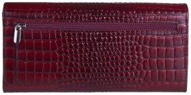 Бордовый женский кошелек большого размера из натуральной кожи под крокодила Desisan 80840