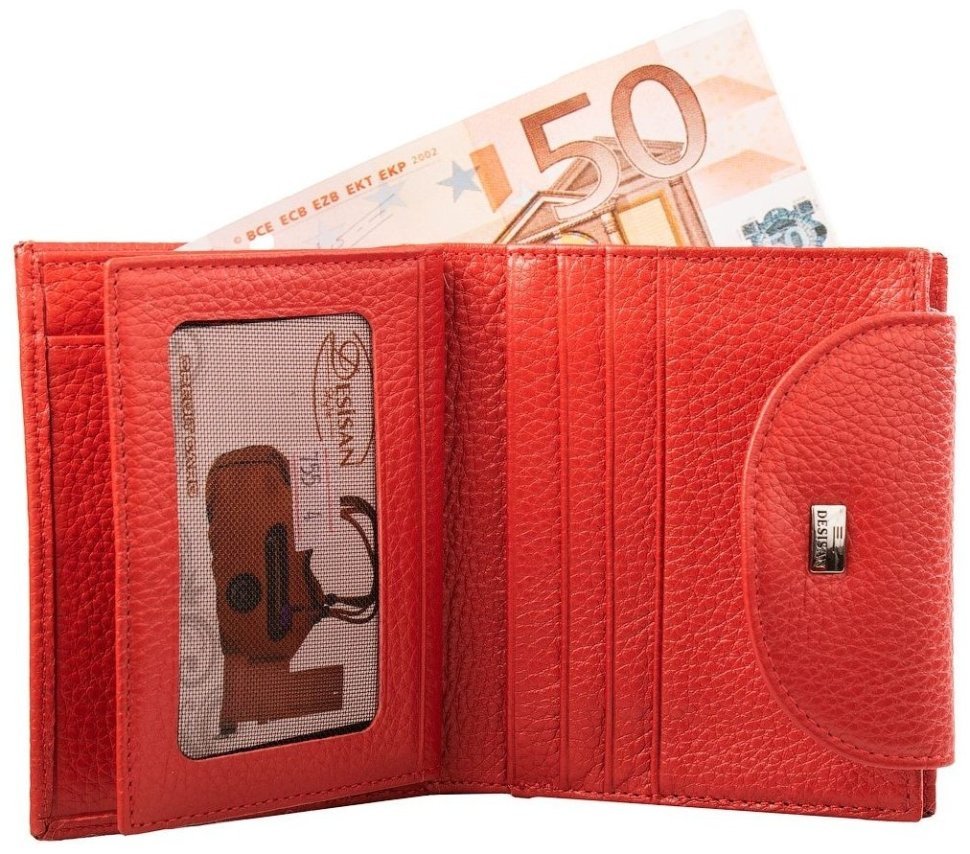 Компактний жіночий гаманець зі шкіри червоного кольору Desisan 81440 modnotak фото №3