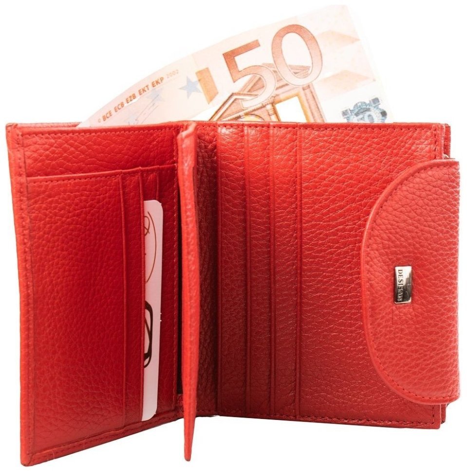 Компактний жіночий гаманець зі шкіри червоного кольору Desisan 81440 modnotak фото №4