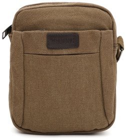Маленька коричнева чоловіча сумка на плече із текстилю Monsen 71540
