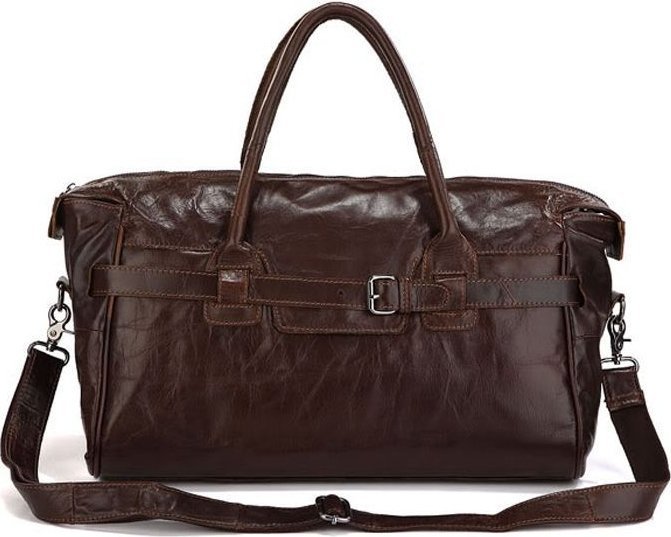 Універсальна шкіряна дорожня сумка коричневого кольору VINTAGE STYLE (14053)