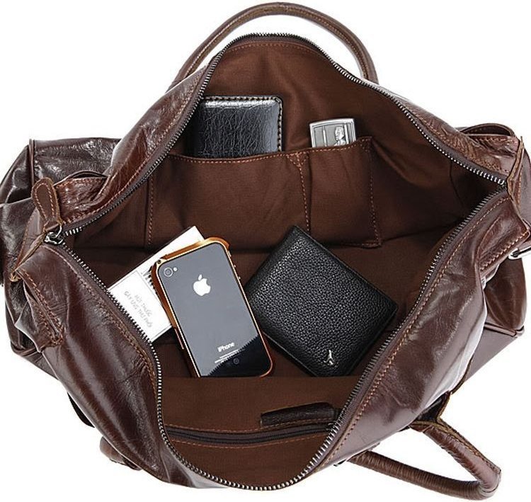 Универсальная кожаная дорожная сумка коричневого цвета VINTAGE STYLE (14053) modnotak фото №5