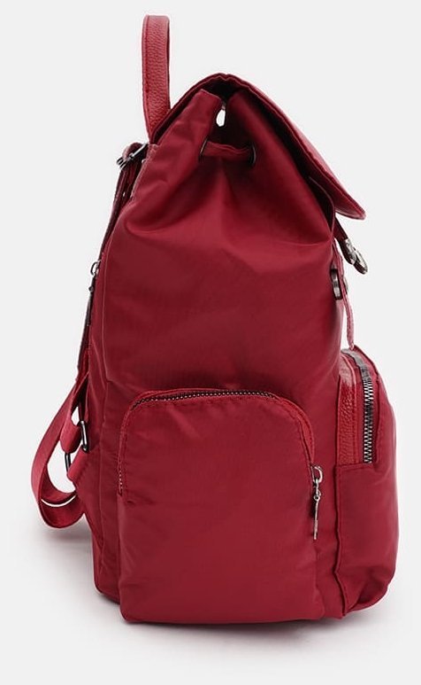 Великий жіночий рюкзак із червоного текстилю з клапаном Monsen 71840