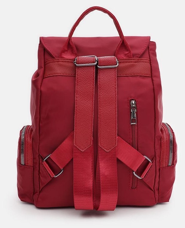 Большой женский рюкзак из красного текстиля с клапаном Monsen 71840