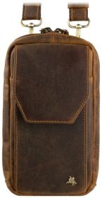 Мініатюрна чоловіча сумка під телефон із вінтажної шкіри коричневого кольору Visconti 81940