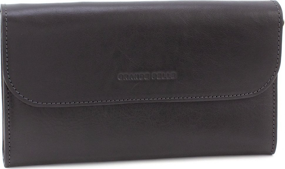 Універсальний клатч чорного кольору з натуральної шкіри високої якості Grande Pelle (10502)