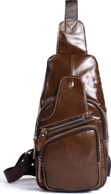 Мужской кожаный рюкзак через одно плечо с USB-выходом VINTAGE STYLE (14839)