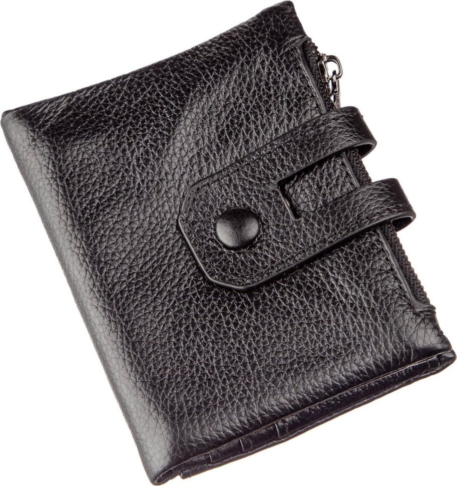 Черный небольшой кошелек из натуральной кожи флотар Vintage (14644)