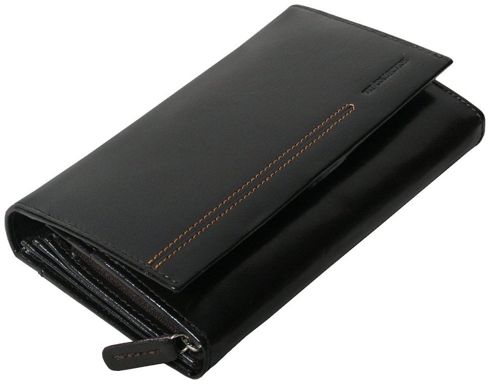 Жіночий шкіряний гаманець London з фіксацією на кнопку Vip Collection 102540 (чорний) modnotak фото №1