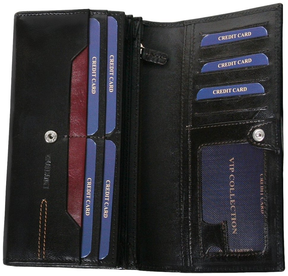 Жіночий шкіряний гаманець London з фіксацією на кнопку Vip Collection 102540 (чорний) modnotak фото №4