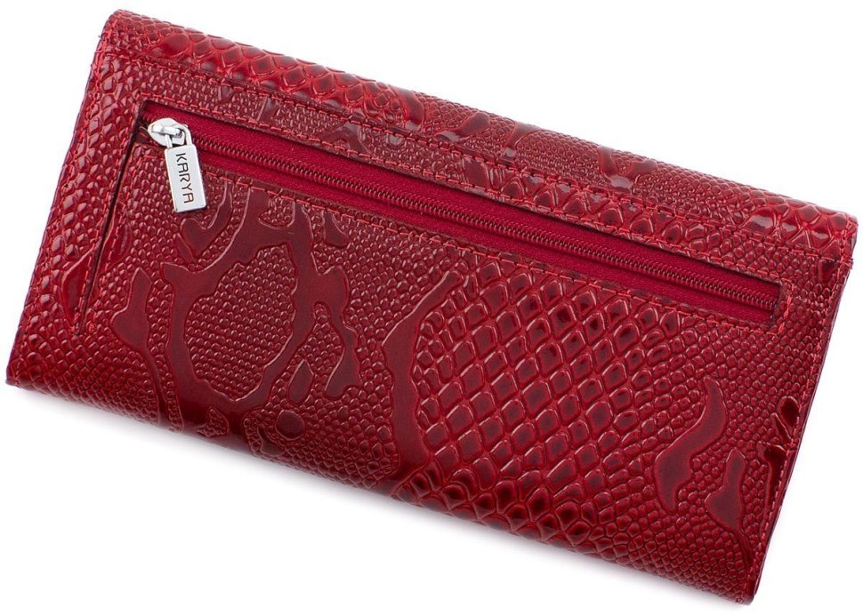 Великий червоний гаманець з тисненням на шкірі KARYA (1071-019)
