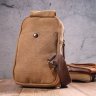 Практичная мужская сумка через плечо из светло-коричневого текстиля Vintage (2421230) - 8