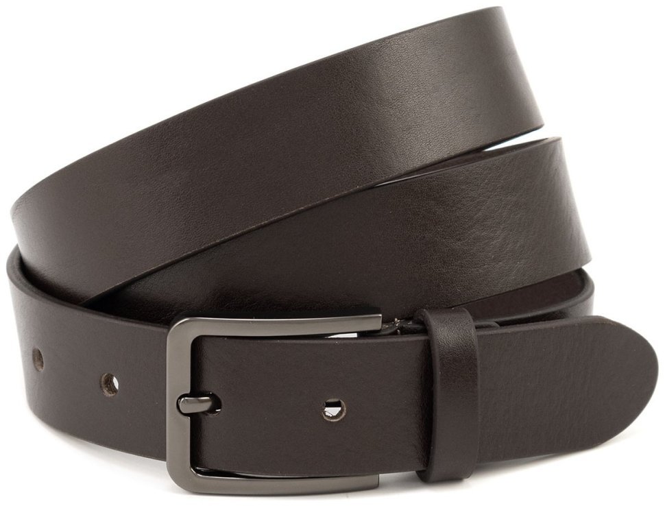 Брючный классический ремень с темной пряжкой из итальянской кожи Gherardini 35306 темно-коричневый фото №1 Брючный классический ремень с темной пряжкой из итальянской кожи Gherardini 35306 темно-коричневый modnotak фото №1