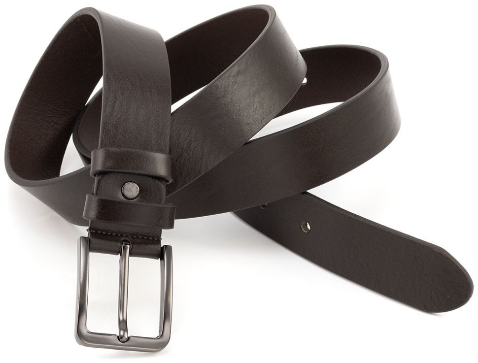 Брючный классический ремень с темной пряжкой из итальянской кожи Gherardini 35306 темно-коричневый фото №3 Брючный классический ремень с темной пряжкой из итальянской кожи Gherardini 35306 темно-коричневый modnotak фото №3