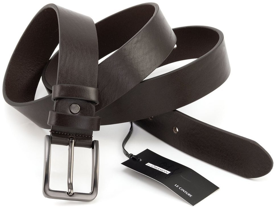 Брючный классический ремень с темной пряжкой из итальянской кожи Gherardini 35306 темно-коричневый фото №4 Брючный классический ремень с темной пряжкой из итальянской кожи Gherardini 35306 темно-коричневый modnotak фото №4