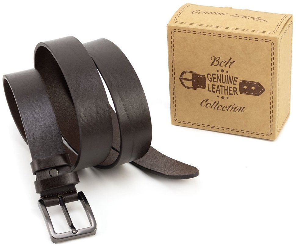 Брючный классический ремень с темной пряжкой из итальянской кожи Gherardini 35306 темно-коричневый фото №5 Брючный классический ремень с темной пряжкой из итальянской кожи Gherardini 35306 темно-коричневый modnotak фото №5