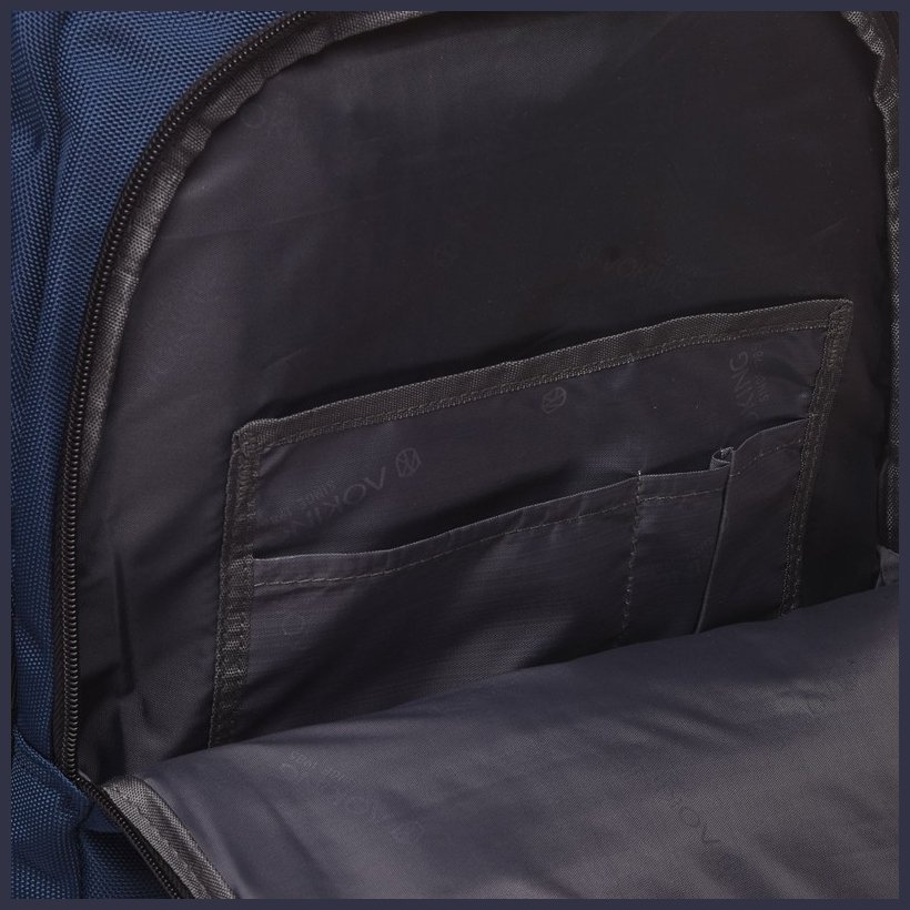 Синій текстильний чоловічий рюкзак великого розміру з відсіком під ноутбук Aoking 73140