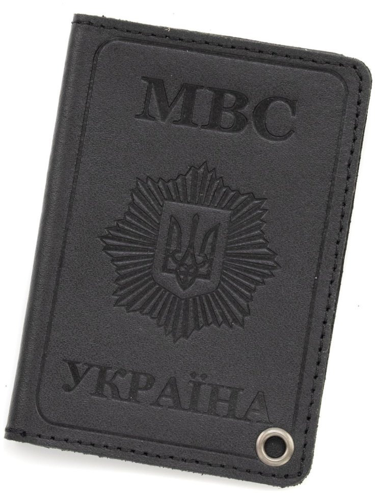 Обложка кожаная для удостоверения МВС (Міністерство внутрішніх справ України) 103340 (черная) modnotak фото №1