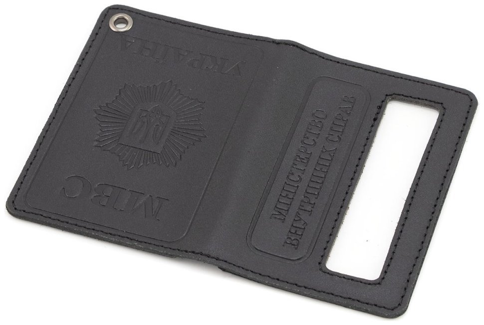 Обложка кожаная для удостоверения МВС (Міністерство внутрішніх справ України) 103340 (черная) modnotak фото №4