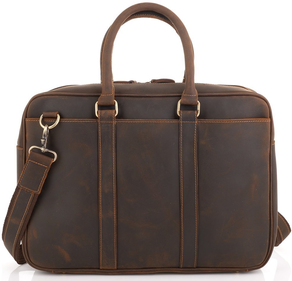 Винтажная коричневая сумка для ноутбука Tiding Bag D4-023R