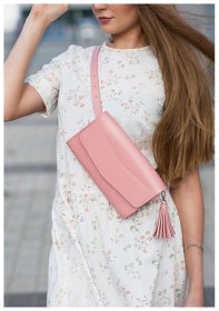 Модная розовая сумка из натуральной кожи BlankNote Элис (12694)