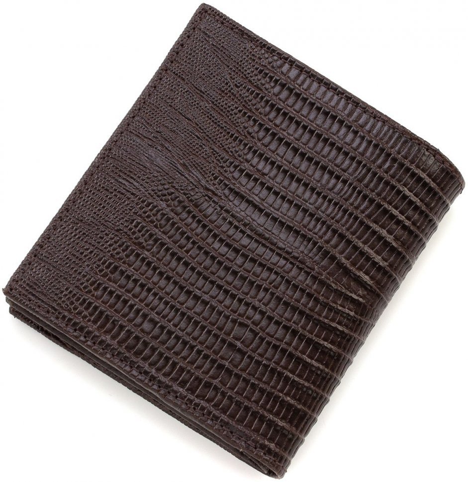 Коричневое мужское портмоне из натуральной кожи на два разворота KARYA (19891)