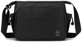 Вместительная мужская сумка мессенджер из плотного текстиля черного цвета Confident 93740