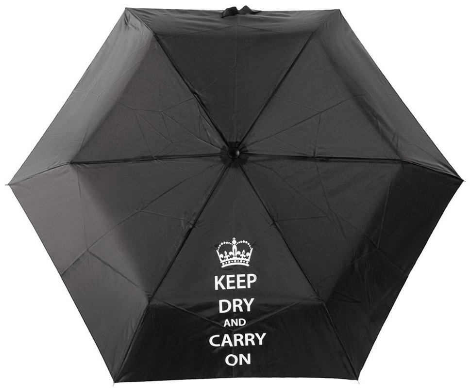 Женский зонт Incognito-4 L412 Keep Dry Black (механика, складной, черный с надписью "Keep dry and carry on") 93940 фото №2 Женский зонт Incognito-4 L412 Keep Dry Black (механика, складной, черный с надписью "Keep dry and carry on") 93940 modnotak фото №2