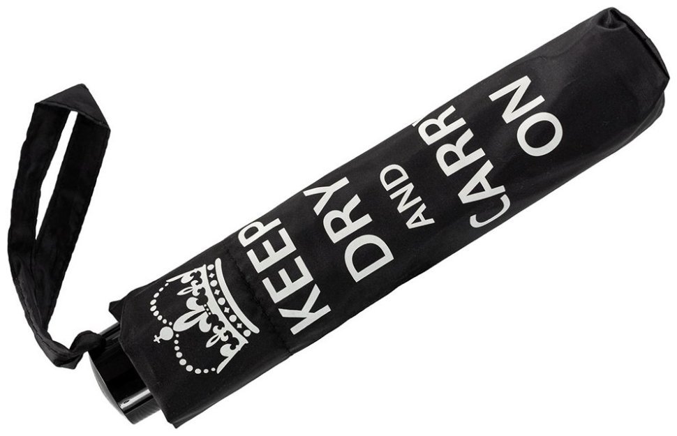 Женский зонт Incognito-4 L412 Keep Dry Black (механика, складной, черный с надписью "Keep dry and carry on") 93940 фото №4 Женский зонт Incognito-4 L412 Keep Dry Black (механика, складной, черный с надписью "Keep dry and carry on") 93940 modnotak фото №4