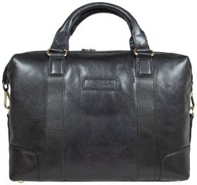 Містка шкіряна чоловіча сумка для ноутбука до 15 дюймів Ashwood G34 чорного кольору 94040