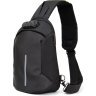 Чорна текстильна чоловіча ергономічна сумка-рюкзак через плече з кодовим замком Vintage (20553) - 1