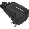 Чорна текстильна чоловіча ергономічна сумка-рюкзак через плече з кодовим замком Vintage (20553) - 4