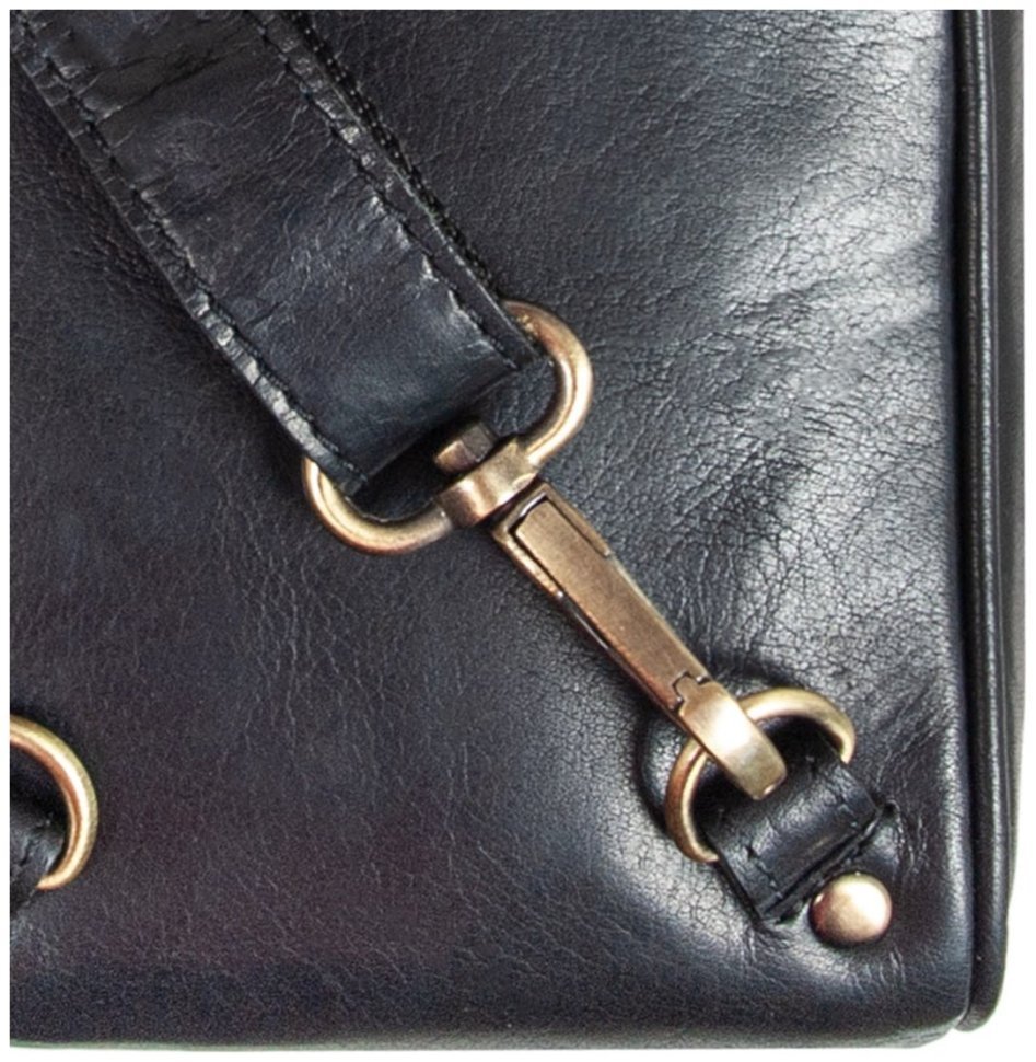 Вместительная мужская сумка через плечо из натуральной кожи черного цвета Ashwood T75 94240 (Великобритания) modnotak фото №9