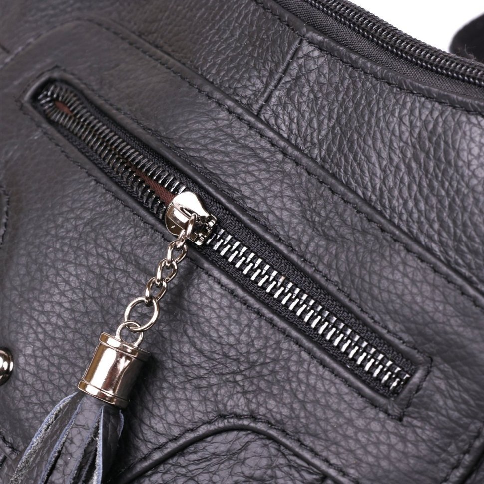 Жіноча сумка чорного кольору з фактурної шкіри VINTAGE STYLE (20050)