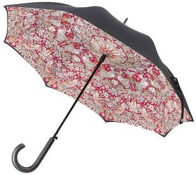Женский зонт Fulton L856-041321 Morris &amp; Co. Bloomsbury Strawberry Thief Indian Red (Черный с принтом цветов) 94340